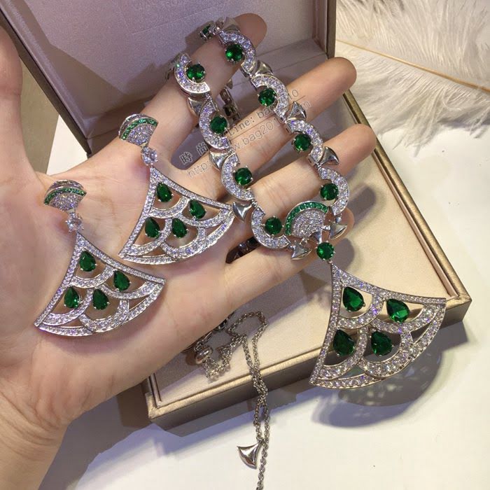 Bvlgari飾品 寶格麗扇形高級綠鋯石耳環 全網爆款  zgbq3319
